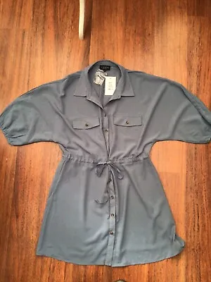 £8.99 • Buy Womens Boohoo Denim Blue Tie Waist Shirt Dress Size 12 BNWT