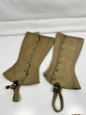 Vintage Original WWII US Military Tan Canvas Spats Leggings Gaiters • $23.80