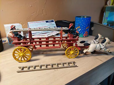 Cast Iron Horse Drawn Ladder Wagon With Firemen & Ladders (Made In Taiwan) • $20