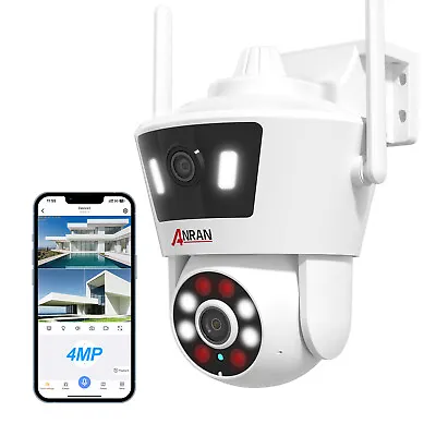 ANRAN Dual Lens Security Camera Wireless 4MP WiFi IP PTZ Home Outdoor Free APP • $39.99