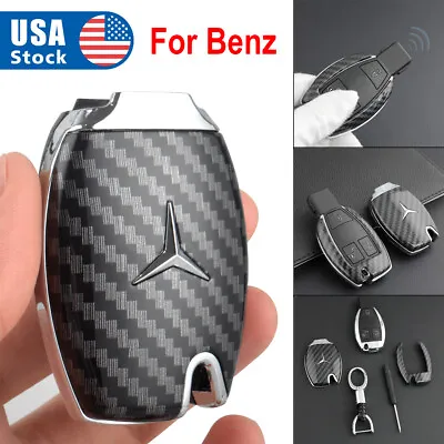 Carbon Fiber Smart Car Key Case Cover For Mercedes-Benz Fob Holder Accessories. • $13.98