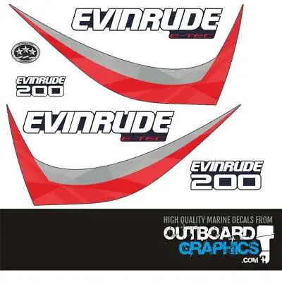 Evinrude 200hp ETEC / E-TEC Outboard Decals - 2015 60º Small Block - Blue Cowl • $61.95