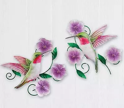 2-PC Hummingbirds On Flower Branches Indoor/Outdoor Metal 3D Wall Sculptures 11  • $30.99