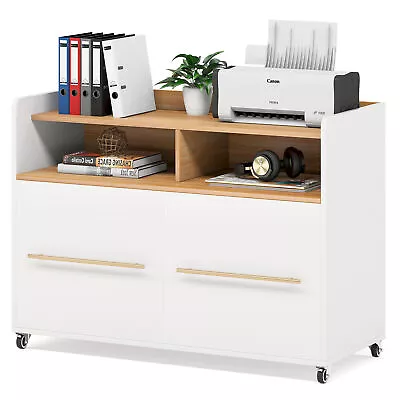 2-Drawer Mobile File Cabinet Office Lateral Filling Cabinet With Storage Shelves • $154.68