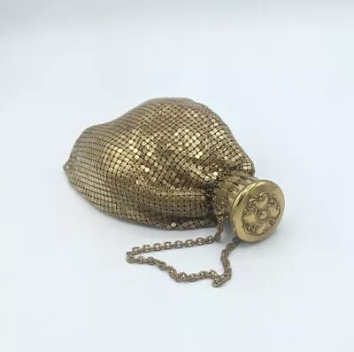 Vintage 1920s Whiting & Davis Expandable Top Gold Tone Mesh Purse Beggars Bag  • $124.99