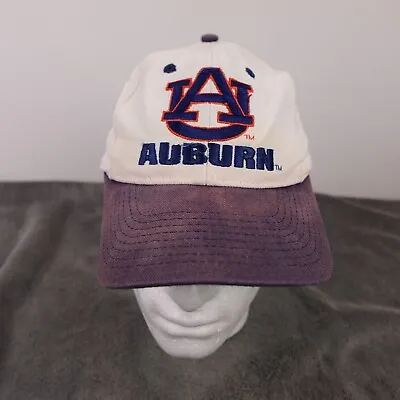 Vintage Auburn Tigers Hat Cap White Blue Snap Back Football Russell Mens* • $15.16