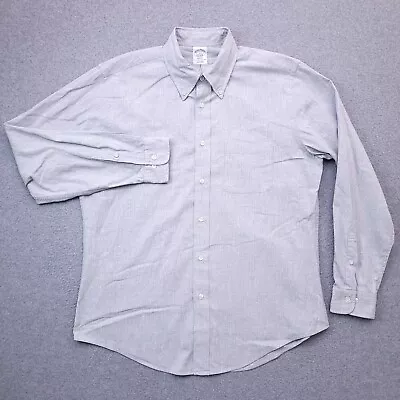 Brooks Brothers Button Down Shirt Large Regent Long Sleeve Gray Polka Dot Mens • $19.98