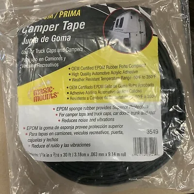 Magic Mounts Premium Camper Tape Truck Cap EPDM Rubber 1 1/4  X 3/16  X 30ft New • $17