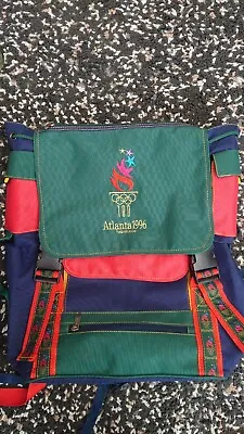 Vintage 1996 Olympics Atlanta Backpack Rucksack Retro Multi-coloured • £30