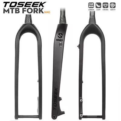 TOSEEK 1-1/2  29 In Rigid MTB Bike Bucket Fork Carbon Fork Disc Brake 15*110mm • £132