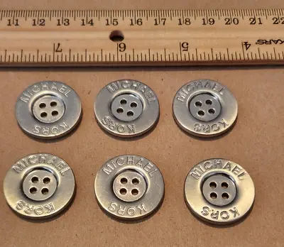 (6) Michael Kors Replacement Buttons Metal Silver 4-Hole Buttons • $24.99