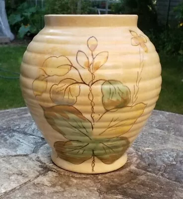 Vintage Kensington Ware Yellow Beehive Vase With Flower Pattern • £36