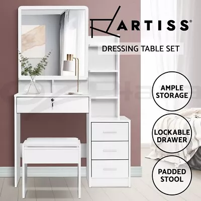 $179.95 • Buy Artiss Dressing Table Mirror Stool Jewellery Cabinet Makeup Organizer Drawer