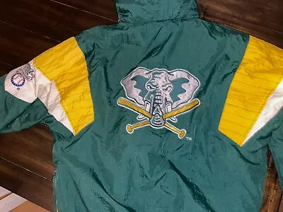 Oakland Athletics Starter Jacket LARGE Coat Mint Vintage A’s Elephant Rare • $99.99