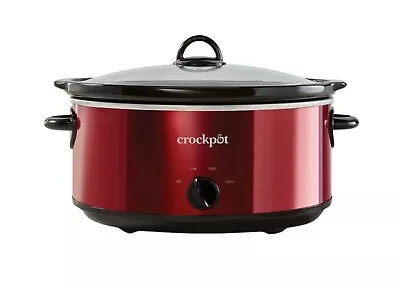 Crockpot 7-Quart Manual Slow Cooker Red Stainless Steel Oval - For 9+ People • $45