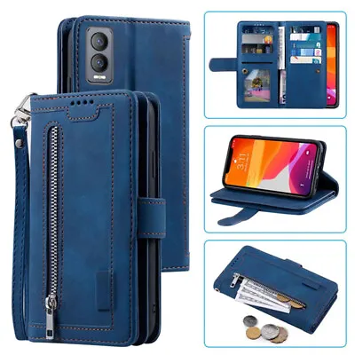 For Cricket Magic 5G Wallet CaseLeather Zipper Magnetic Flip Card Phone Case • $12.21