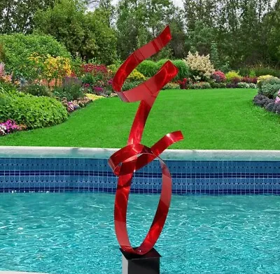 GORGEOUS RED METAL SCULPTURE - Modern Indoor Outdoor Yard Decor By Jon Allen • $360