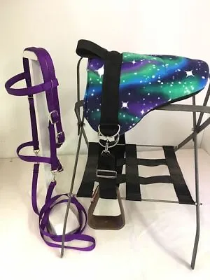  Miniature Horse / Sm Pony Bareback Saddle Pad Set - Stary Nite-  Bitless Bridle • $69.74