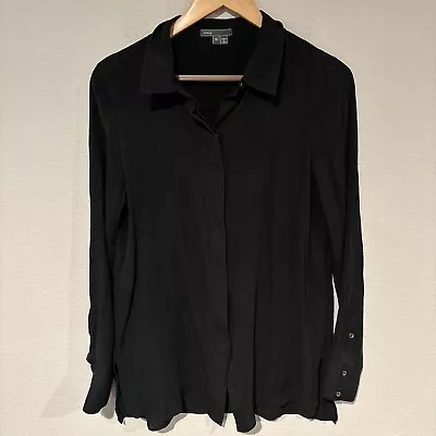 Vince Shirt Women’s Size 12 Black Silk Button Down Long Sleeve  • $30