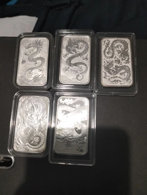 $415 • Buy 2018 1oz DRAGON RECTANGLE Coin 9999 Fine &2019,2020,2021,2022 (5 Oz)