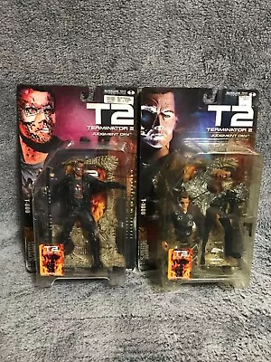 2001 McFarlane Toys Movie Maniacs T2 Terminator 2 Judgment Day T-1000 & T-800 • $40