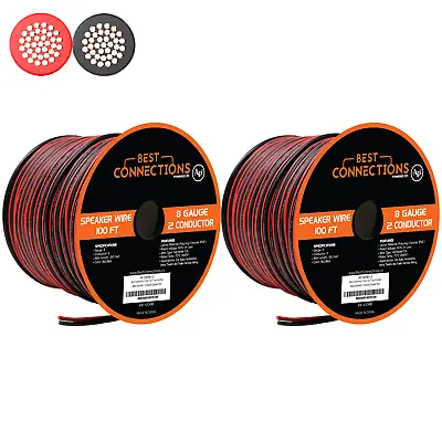 200ft Of 2 Way 8 Gauge Speaker Wire Red/Black Car Audio Home Theater (2-Rolls) • $120.95