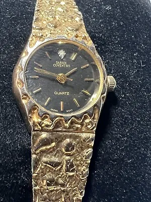 Sarah Coventry Gold Nugget  Ladies Watch30mm CaseLSC178P￼ Easy Adjustableband • $12