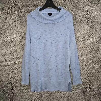 J Jill Sweater Womens Large Blue Wearever Collection Turtleneck Tunic Cotton • $23.99