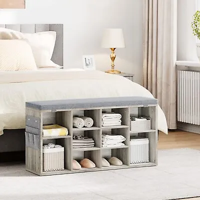 Shoe Bench With Cushion Storage Cabinet Entryway Organizer Rack 3-Tier Shoe Rack • $73.72