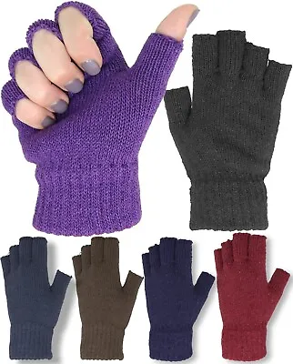 Unisex  Liner Gloves Basic Fingerless Knit Winter Gloves • $9.79