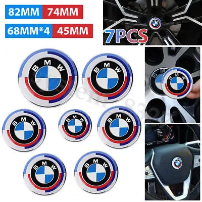 7PCS For BMW 50th Anniversary Emblem Centre Caps Badges 82mm 74mm 68mm 45mm • $15.99