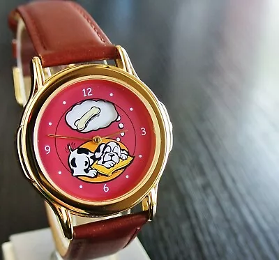 Vintage 1990 Sleeping Dog Dreaming Mystery Dial Quartz Men's Golden Watch *new* • $26.99