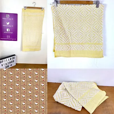 Vintage Cotton Hand Towel Yellow White Floral  Retro Camper Campervan • £7.04