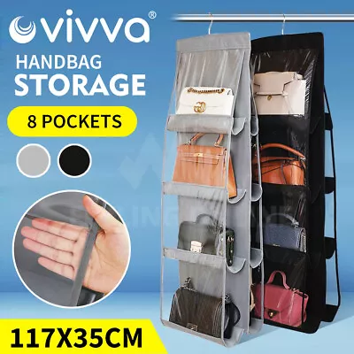 Vivva 8 Pocket Double-sided Bag Handbag Storage Hanging Wardrobe Storage Holder • $9.90