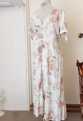 Floral Maxi Dress 12 14 Cottagecore Summer Beach High Tea Long Floral Dresses • $30