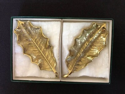 $27.11 • Buy VA Metalcrafters Polished Brass Holly Sand Cast Hand Finish NIB Art Winter Snow