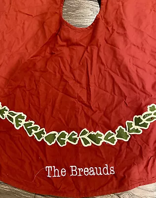 Pottery Barn Crewel Garland Christmas Tree Skirt *the Breauds* Red Defect Holly • $23.99