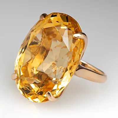 25 Ct 925 Sterling Silver Citrine Gemstone Lab Created Ring  Gold Plating • $79.99