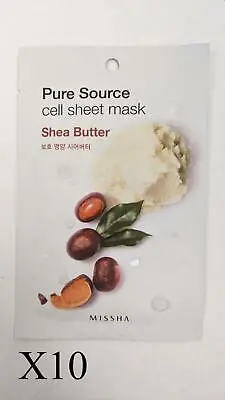 Missha Sheet Mask Shea Butter Pure Source Cell Set Of 10 • $14