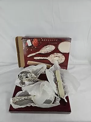 Vintage Godinger Vanity Dresser Set 3 Piece Silver Plate Hand Mirror Brush Comb • $19.99