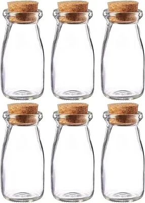 6Pcs 100ml Mini Glass Jars With Cork Stoppers Milk Glass Bottles Small • £9.99