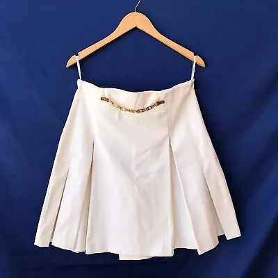 Vintage Celine Women Skirt White Cotton Size 46 Made In France Rare Céline Skirt • $115.50