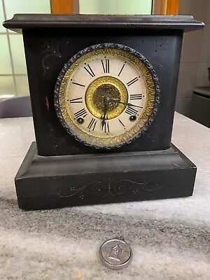 Antique E. Ingraham Co Company Wood Wooden Mantle Clock BRISTOL CONNECTICUT! • $135