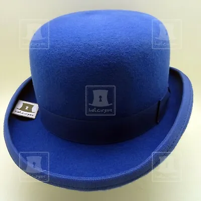 VINTAGE Wool Felt Men Bowler Top Hat Women Dura Derby Crown | 57cm | Blue • $66