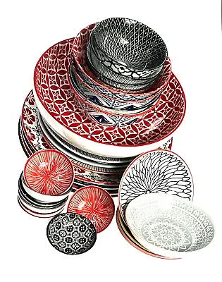 $129.90 • Buy Dinner Set Of 30 Pieces Lovely Moroccan Colours And Design Porcelain