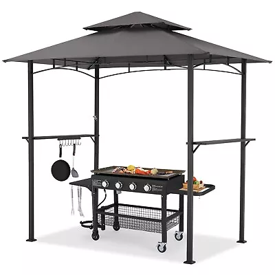 8'x 5' Outdoor Grill Gazebo Barbecue Canopy BBQ Grill Tent W/ Shelves&Hooks Grey • $139.99