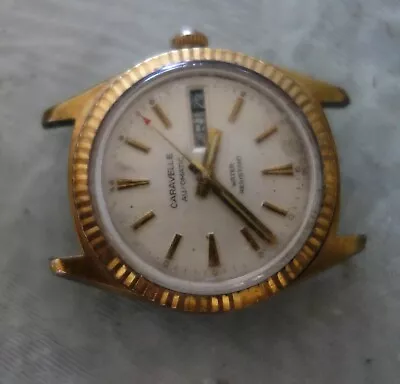 Vintage Caravelle  Automatic Men’s Date Watch Gold Tone   • $40