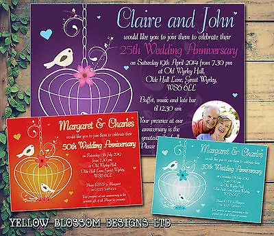 £7.07 • Buy 10 Personalised Wedding Anniversary Invitations Silver Gold Ruby Diamond Invites