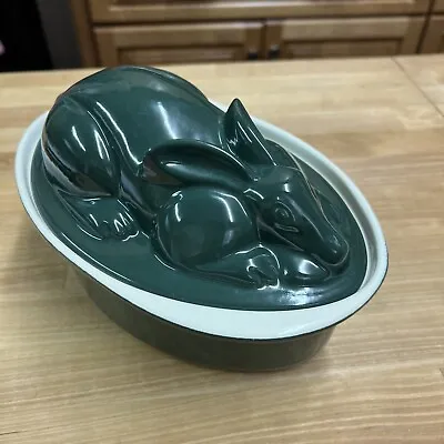 Chasseur French Green Rabbit Enameled Cast Iron Pate Terrine 1.25 Quarts • $60