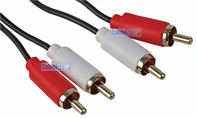 £4.35 • Buy SLIM 10m Twin PHONO Audio Cable Gold Lead Male 2 X RCA RED WHITE Plugs 10 METRE